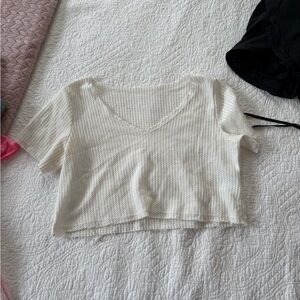 Women's Cream V-Neck Top